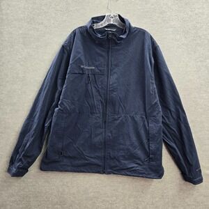 Columbia Men Jacket XL Blue‎ Windbreaker Outdoor Hiking Fishing Pockets Full Zip